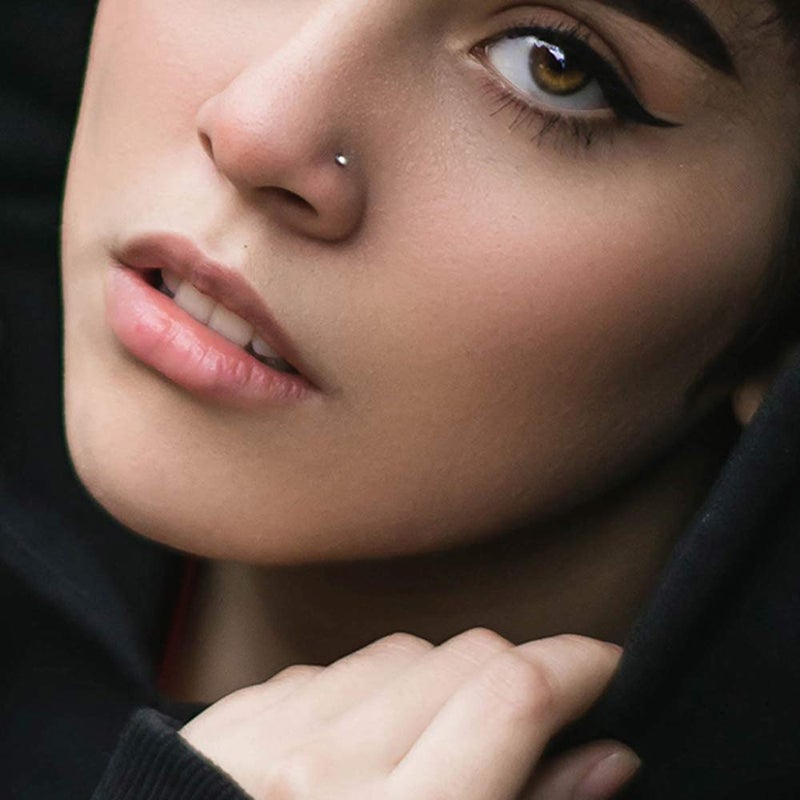 ييلونج حلقات أنف من الفولاذ الجراحي 20 جرام حلقات أنف للنساء (قوس قزح L) - Image 3